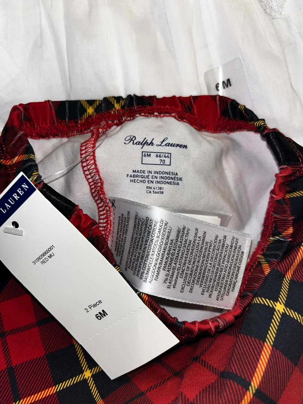 Ralph Lauren Red and Black Plaid Infant Leggings Set